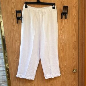 For Cynthia White Linen Pants Size Small